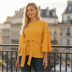NEW•14•SUNSHINE YELLOW KIMONO SLEEVE TOP